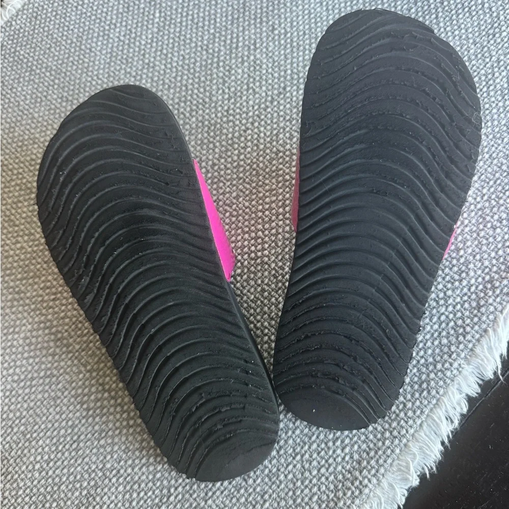 Nike Black and Pink Slide Sandals